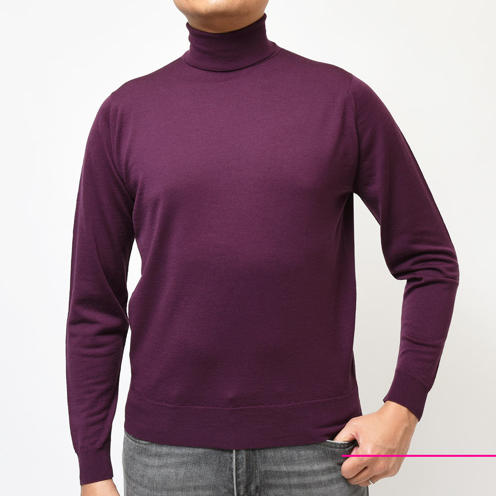 JOHN SMEDLEY ジョンスメドレー LEVINE メリノウール 30ゲージ タートルネック ニット MODERN FIT