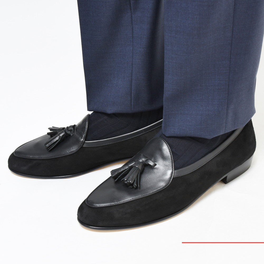 BAUDOIN & LANGE(ボードイン アンド ランジ) ラムスエード×カーフレザータッセルベルジャンシューズ SAGAN CLASSIC TASSELS/89505