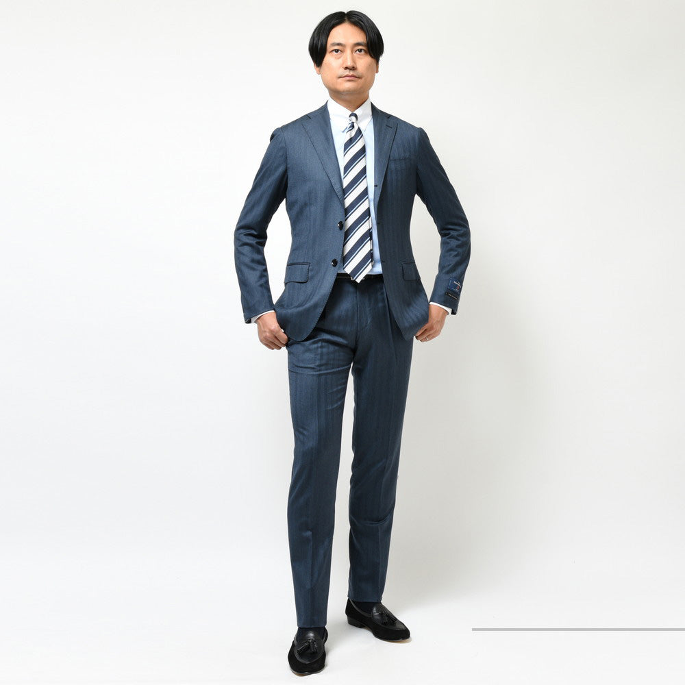 guji(グジ) TROFEOトロフェオ ウールヘリンボーン3B1プリーツスーツ(MADE BY RING JACKET / Ermenegildo Zegnaファブリック使用) 【秋/冬】