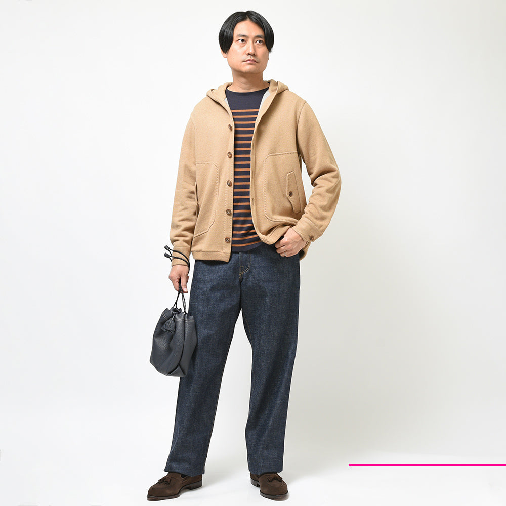 STILE LATINO スティレ ラティーノ BRISTOL カシミヤ ヴァージンウール コットン フーデット ニットブルゾン