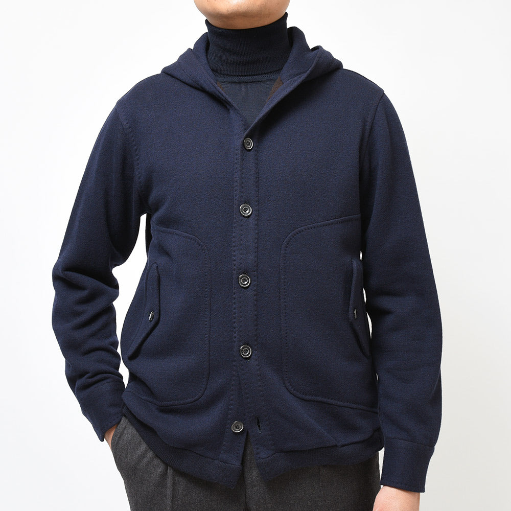 STILE LATINO スティレ ラティーノ BRISTOL カシミヤ ヴァージンウール コットン フーデット ニットブルゾン