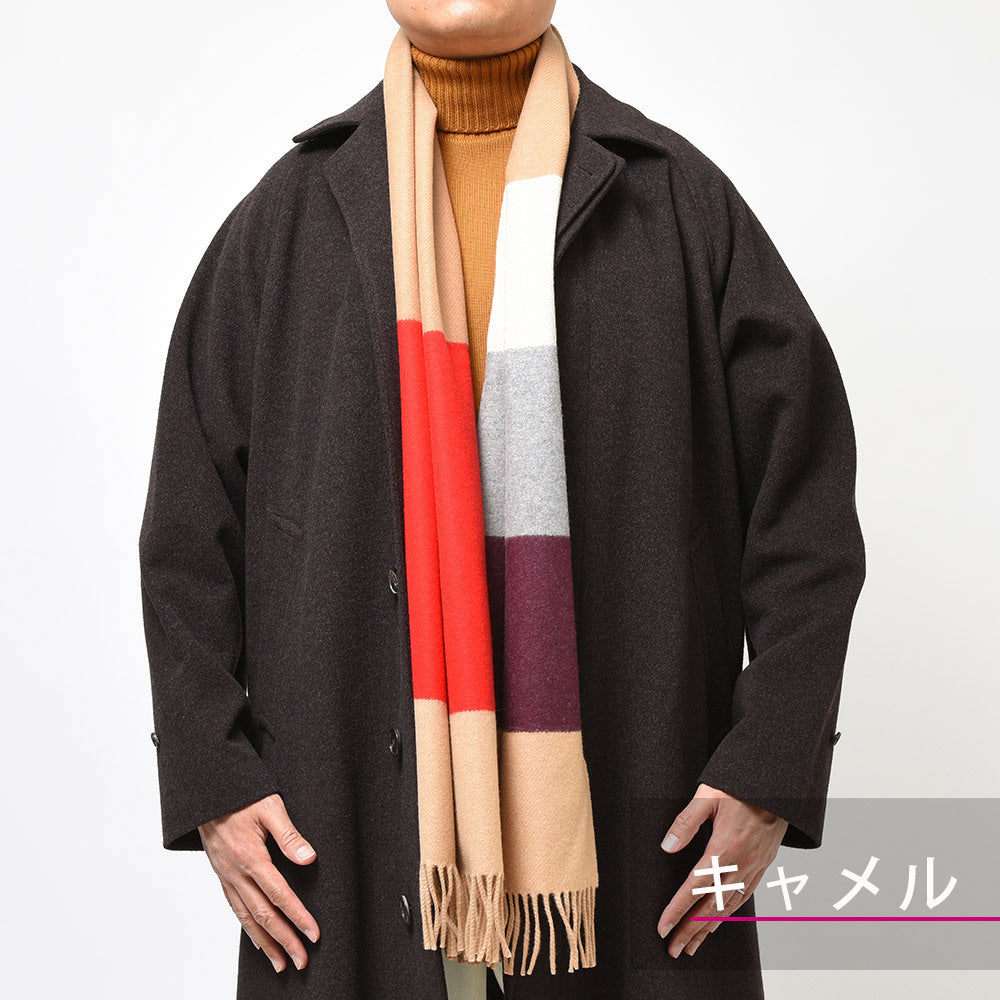 Johnstons of Elgin ジョンストンズ オブ エルガン ウール カシミヤ ブロックストライプ 大判 ストール WB002403