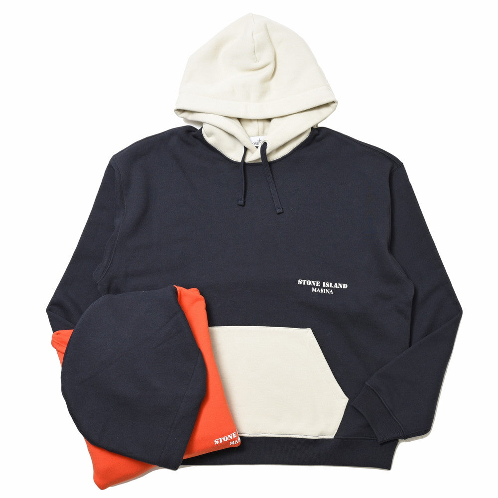 STONE ISLAND(ストーンアイランド) MARINA コットンスウェットバイカラーフーディ 7915651X6