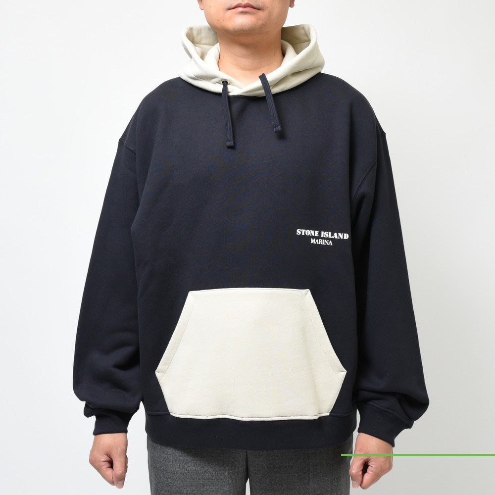 STONE ISLAND(ストーンアイランド) MARINA コットンスウェットバイカラーフーディ 7915651X6