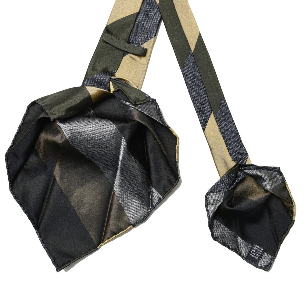 TIE YOUR TIE(タイ ユア タイ) シルクサテン×ジャガードブロックストライプセッテピエゲタイ 105891