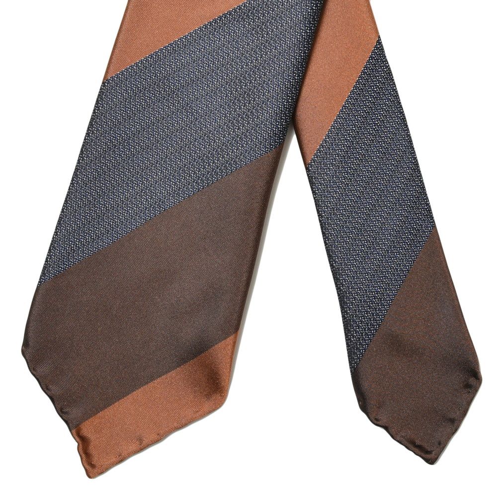 TIE YOUR TIE(タイ ユア タイ) シルクサテン×ジャガードブロックストライプセッテピエゲタイ 105891