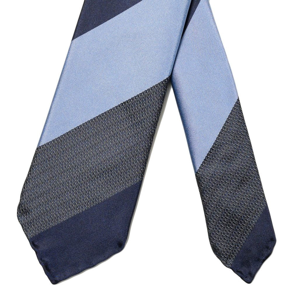 TIE YOUR TIE(タイ ユア タイ) シルクサテン×ジャガードブロックストライプセッテピエゲタイ 105891