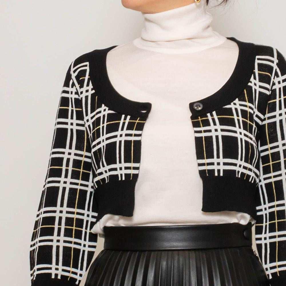 MARNI(マルニ) CDMD0328Q0/UFW526 ウールテクノチェック ショートカーディガン