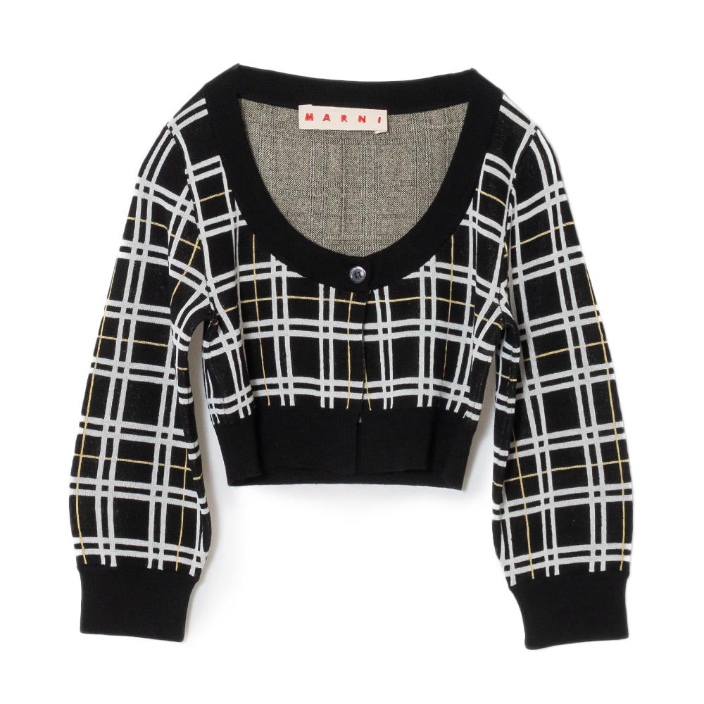 MARNI(マルニ) CDMD0328Q0/UFW526 ウールテクノチェック ショートカーディガン