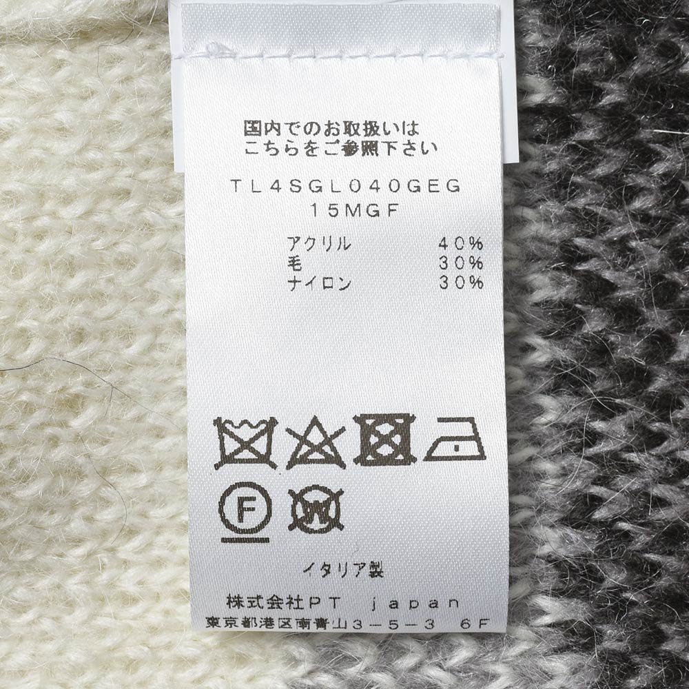 PT TORINO ピーティー トリノ アクリル ウール ナイロン ローゲージ フェアアイル クルーネック ニット