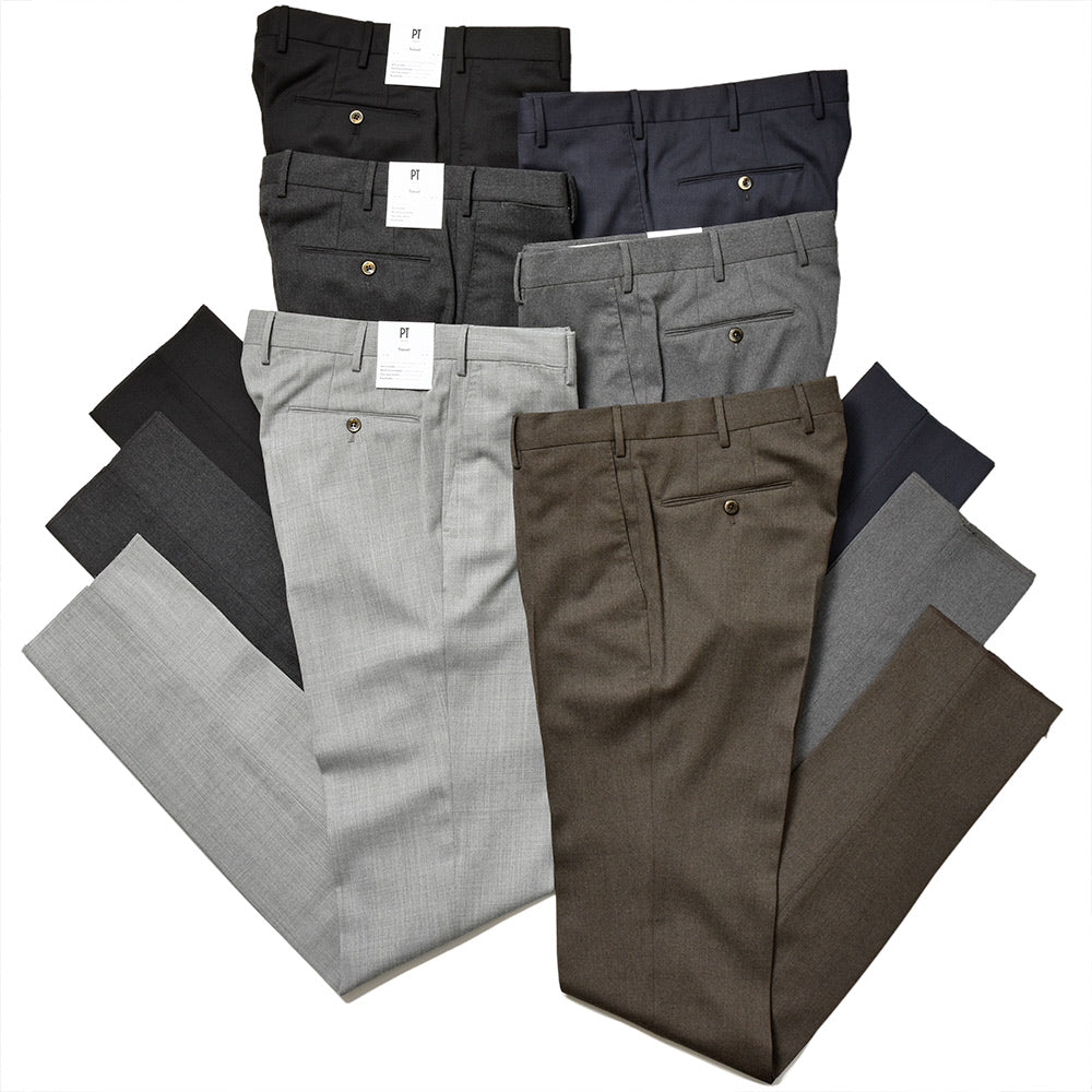 PT TORINO ピーティー トリノ Travel ウォッシャブルライトテクノウールフランネル ストレッチ ノープリーツ ドレスパンツ SUPERSLIM FIT