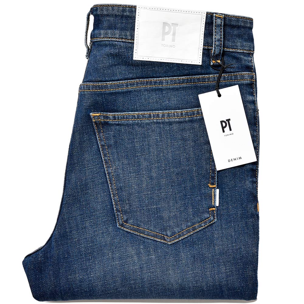 PT TORINO DENIM(ピーティートリノデニム) コットン ストレッチ ウォッシュド デニムパンツ BAND
