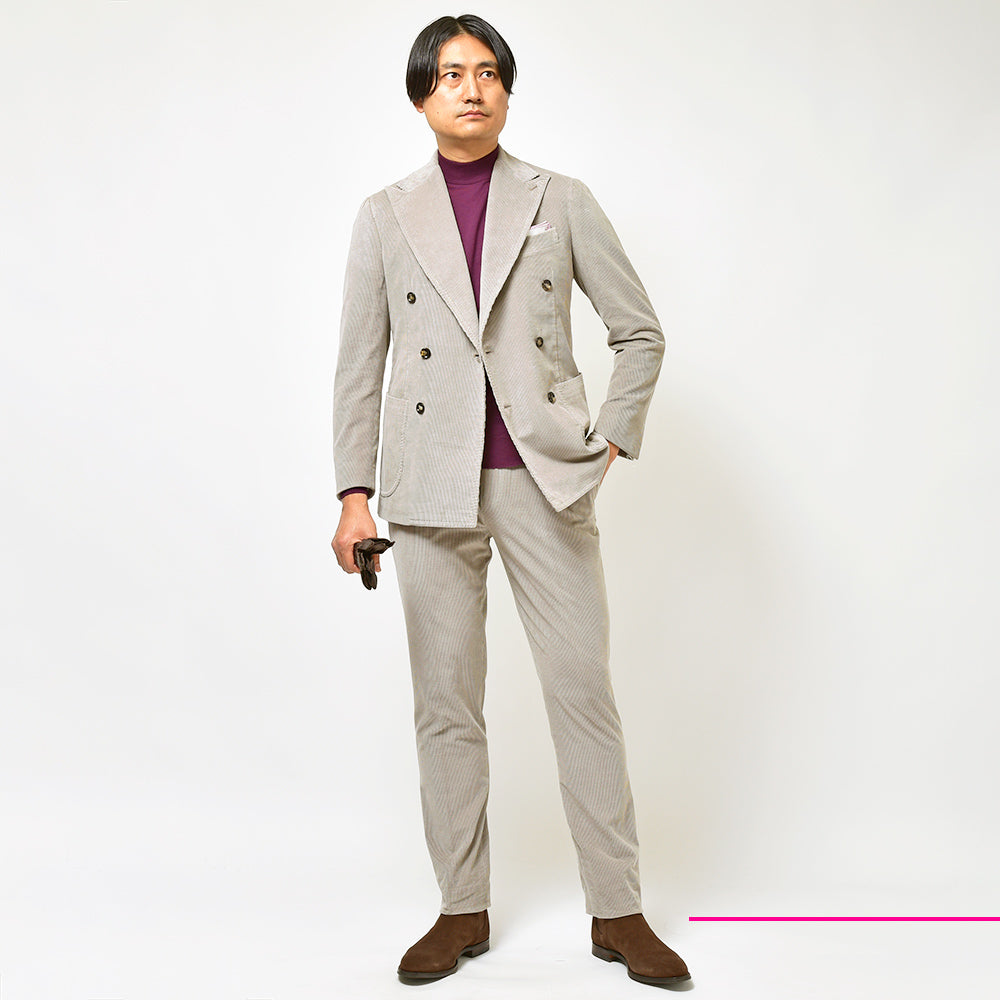 STILE LATINO スティレ ラティーノ LEO コットン ヴァージンウール コーデュロイ 1プリーツ サイドアジャスター ダブル6Bスーツ