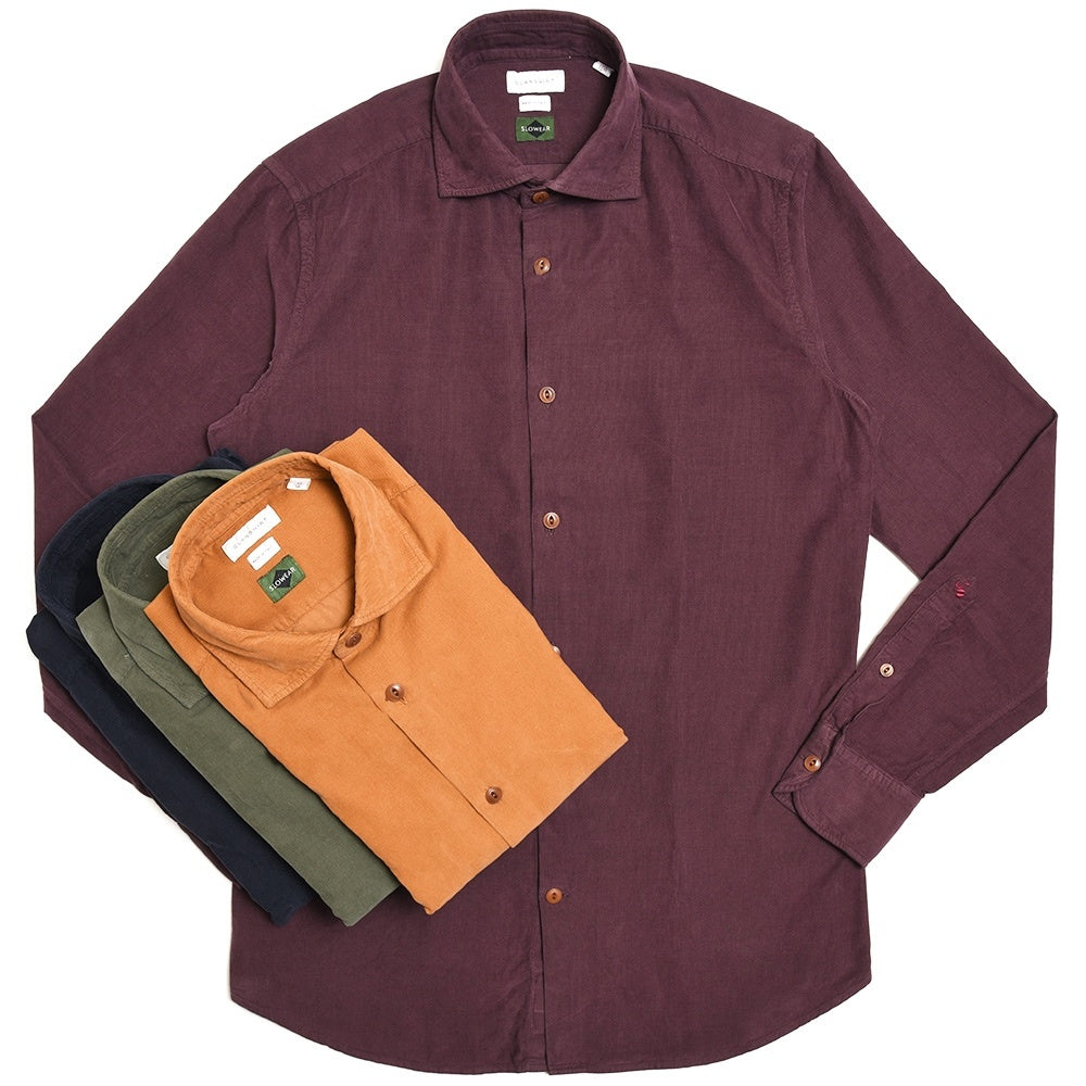 GLANSHIRT(グランシャツ) ガーメントダイコットンコーデュロイカッタウェイワイドカラーシャツ 81422(M)