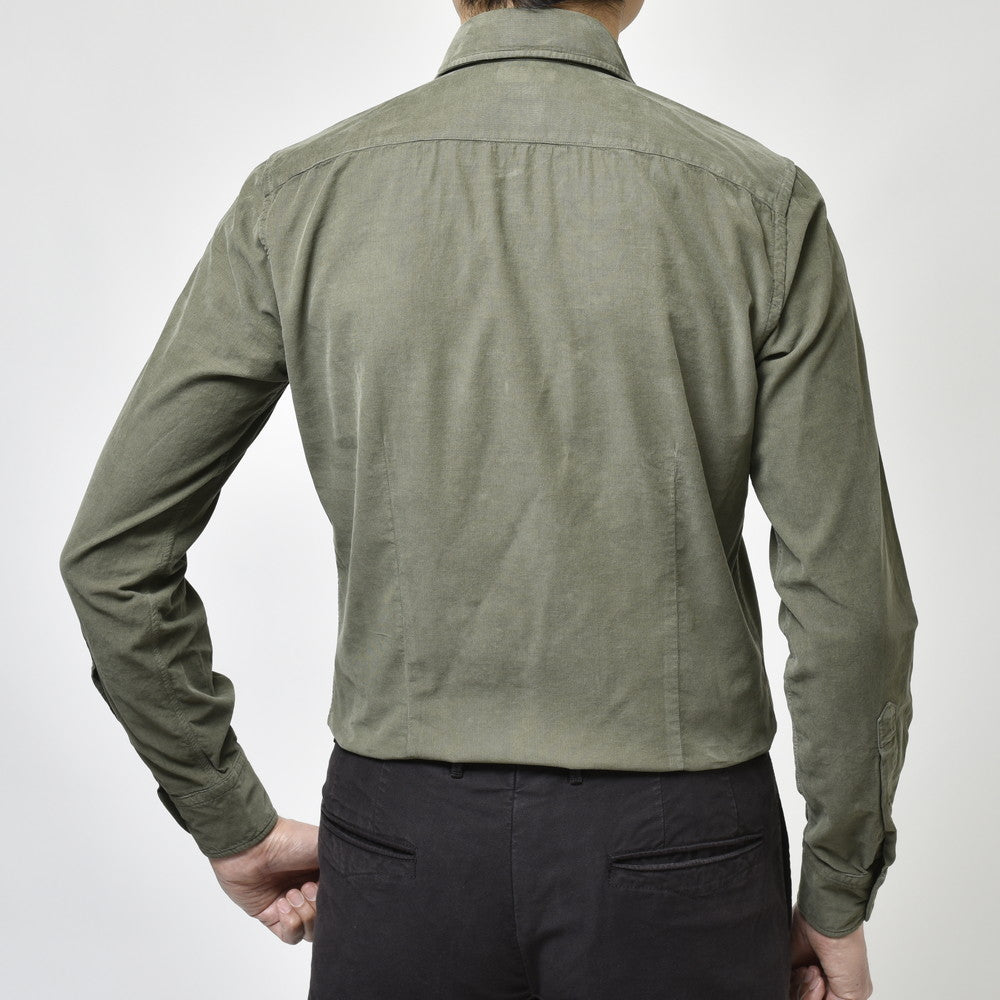 GLANSHIRT(グランシャツ) ガーメントダイコットンコーデュロイカッタウェイワイドカラーシャツ 81422(M)