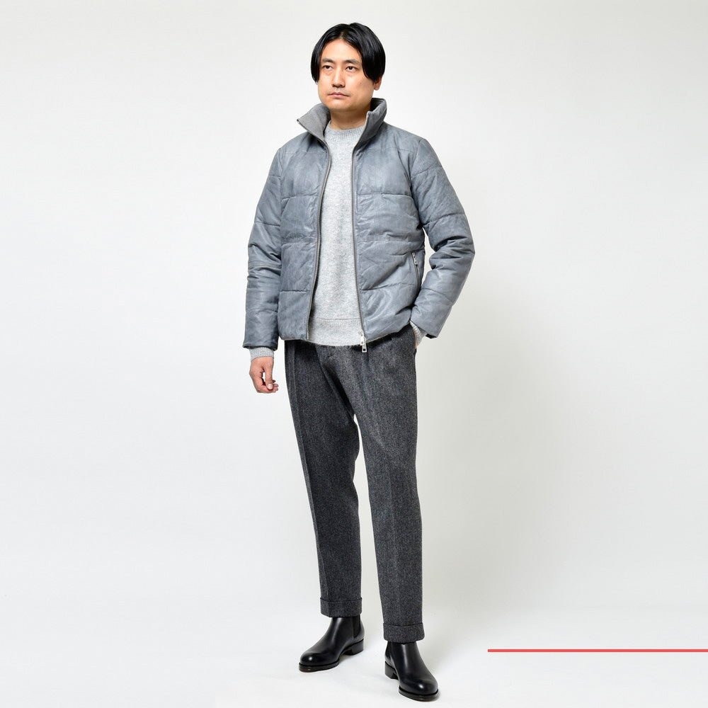 GIORGIO BRATO(ジョルジオ ブラート) ガーメントダイラムレザースタンドカラーダウンブルゾン 236-87125