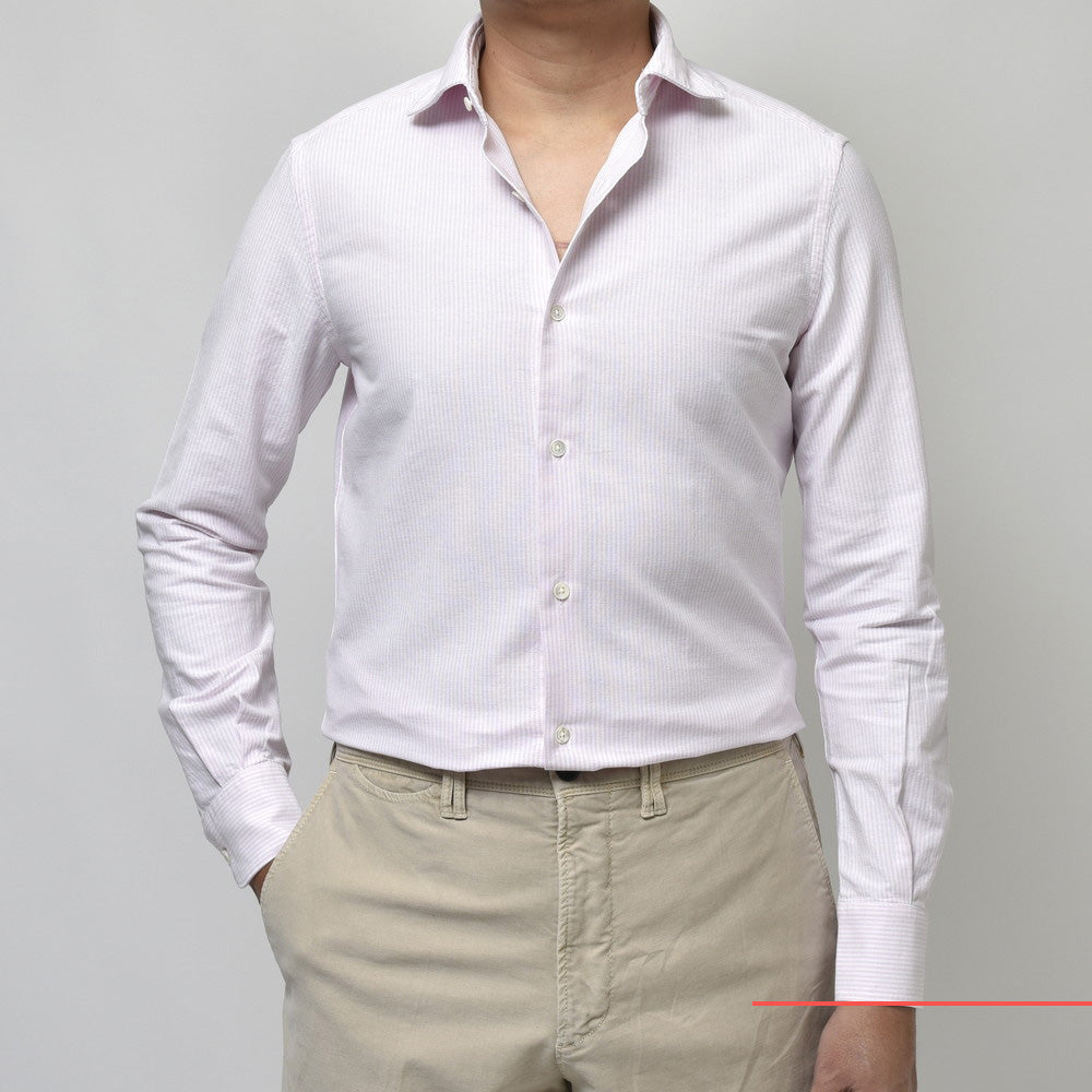 GLANSHIRT(グランシャツ) コットンオックスフォードロンドンストライプワイドカラーシャツ 81406