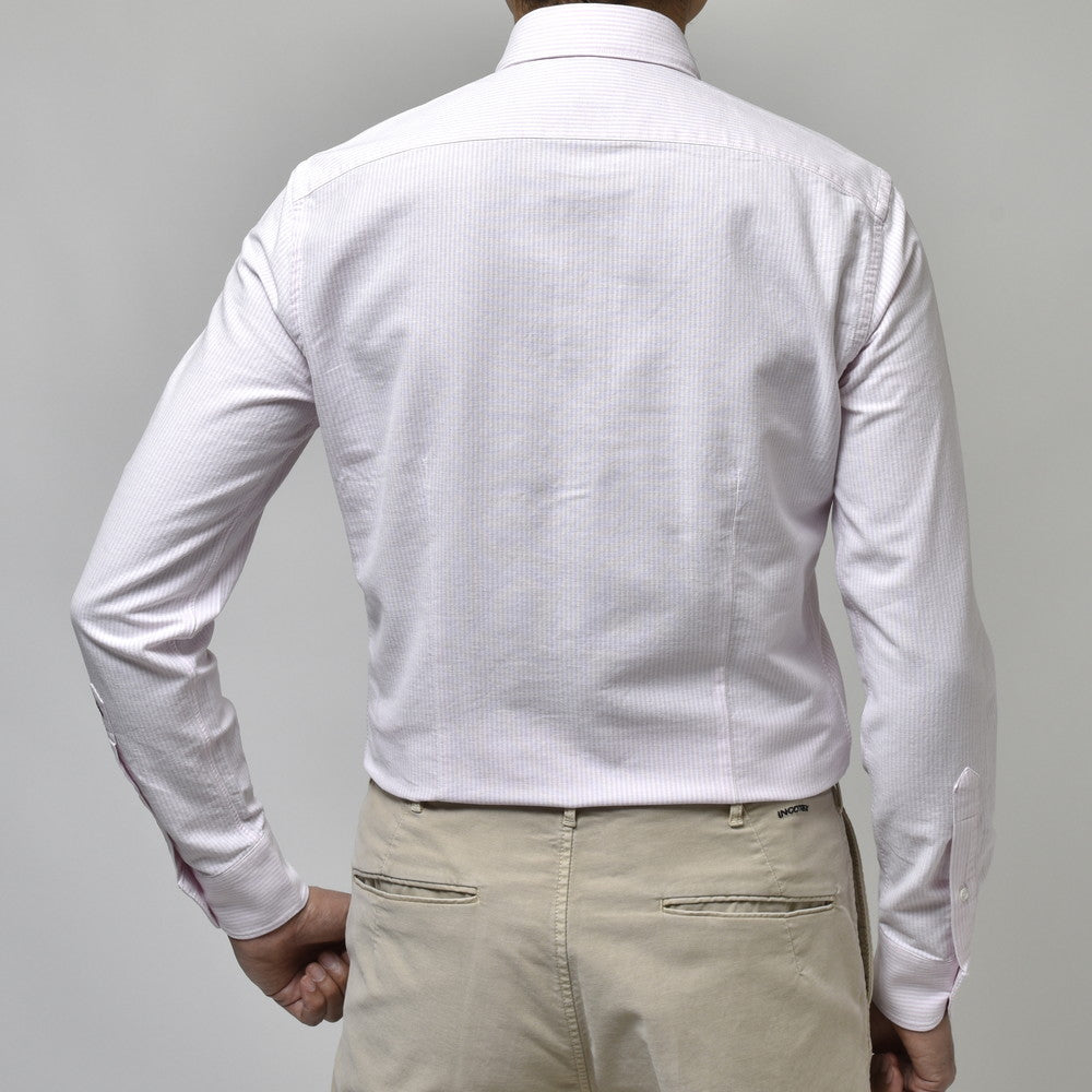 GLANSHIRT(グランシャツ) コットンオックスフォードロンドンストライプワイドカラーシャツ 81406