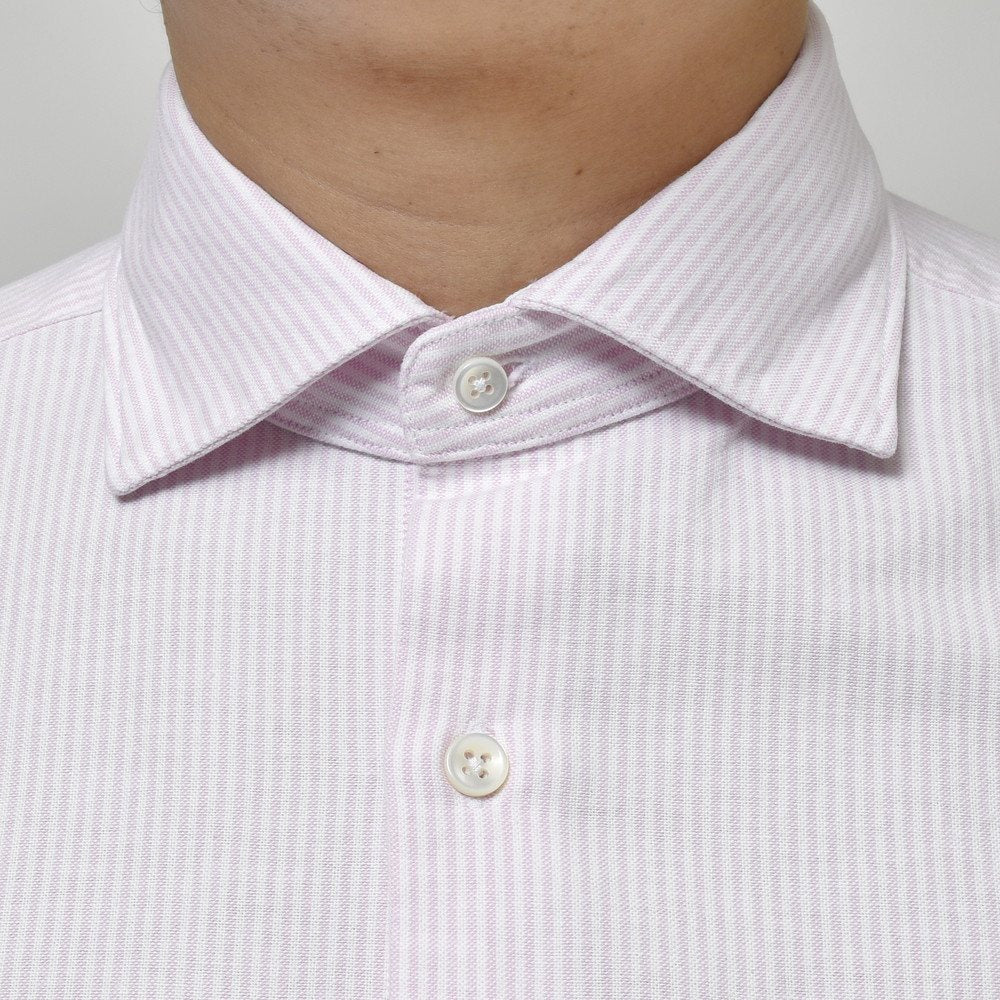 GLANSHIRT(グランシャツ) コットンオックスフォードロンドンストライプワイドカラーシャツ 81406