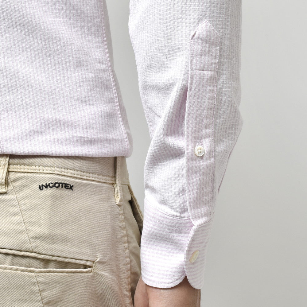GLANSHIRT(グランシャツ) コットンオックスフォードロンドンストライプワイドカラーシャツ 81406