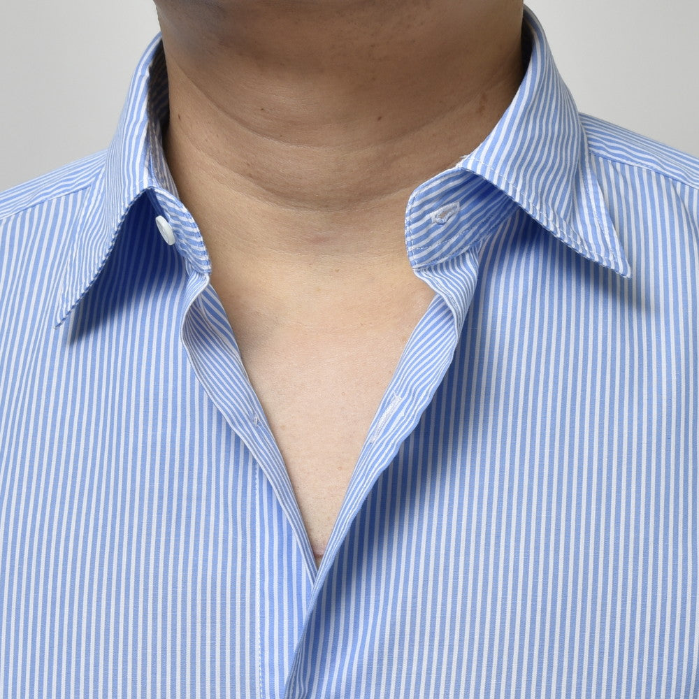 GLANSHIRT(グランシャツ) コットンブロードロンドンストライプセミワイドカラーシャツ 81404