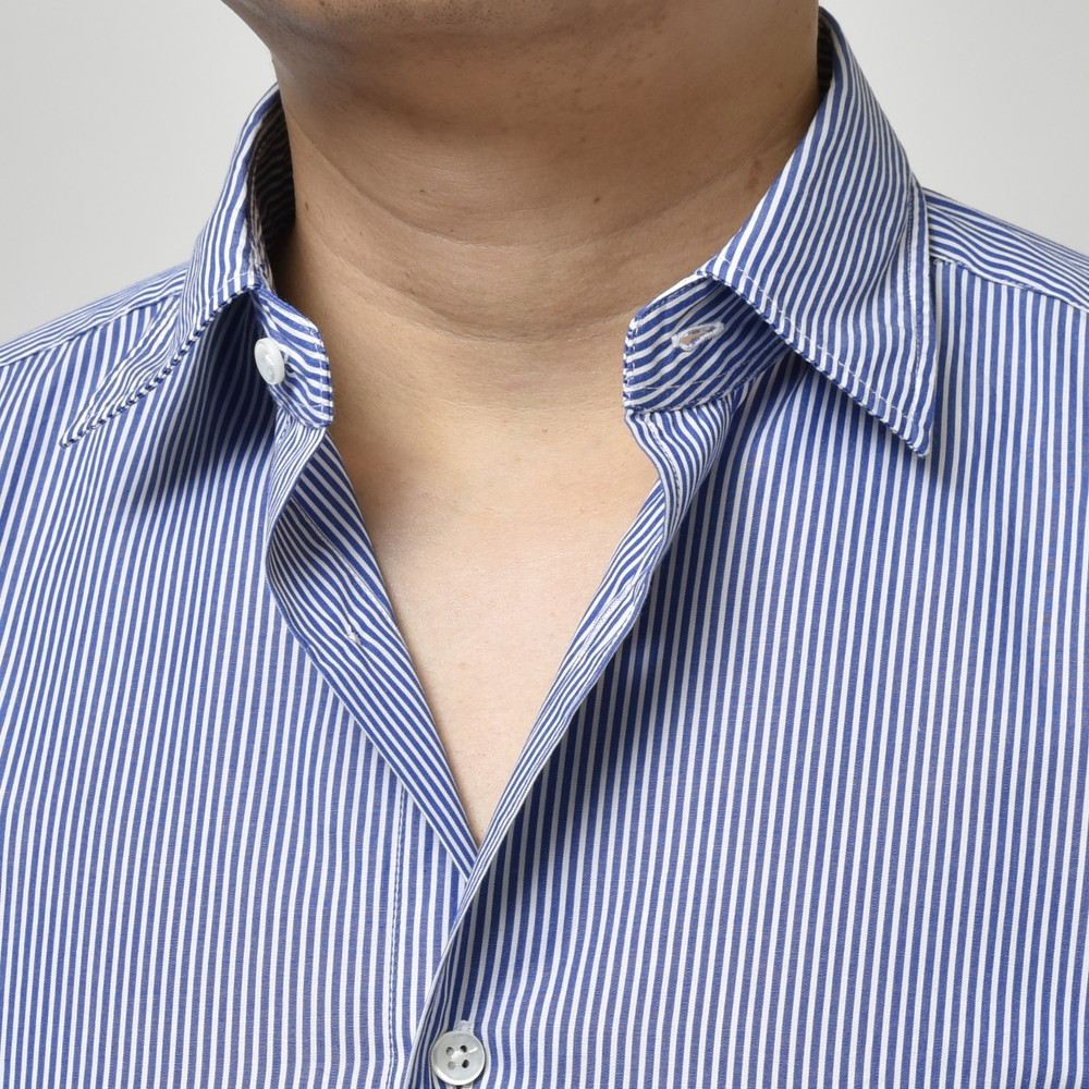 GLANSHIRT(グランシャツ) コットンブロードロンドンストライプセミワイドカラーシャツ 81404