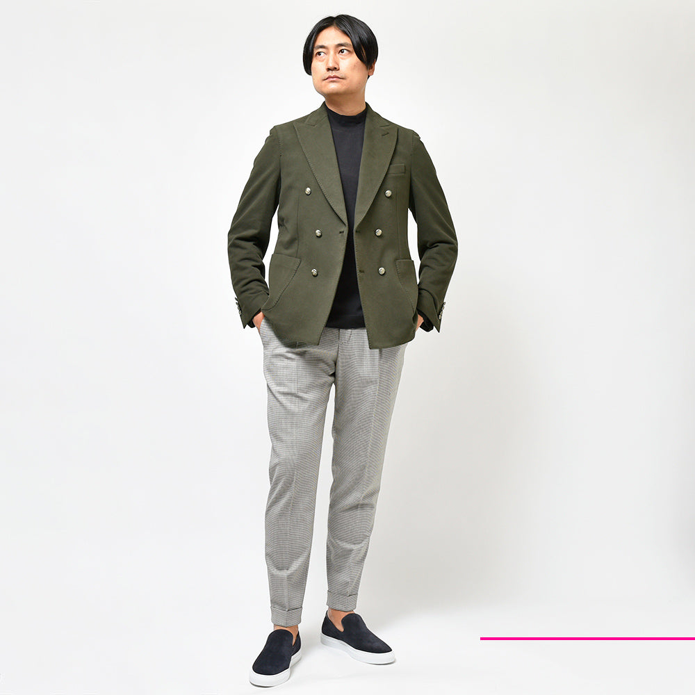 PT TORINO ピーティー トリノ Edge ヴァージンウール ストレッチ ハウンドトゥース 1プリーツ パンツ REBEL FIT