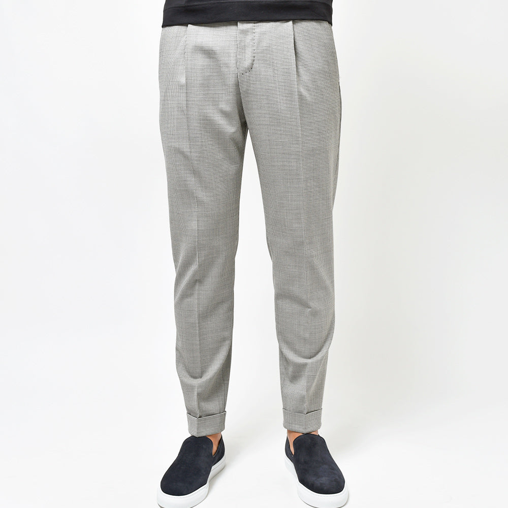 PT TORINO ピーティー トリノ Edge ヴァージンウール ストレッチ ハウンドトゥース 1プリーツ パンツ REBEL FIT