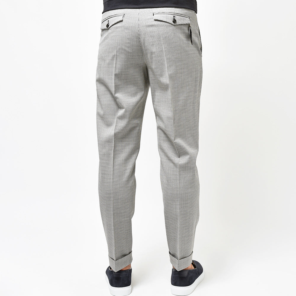 PT TORINO ピーティー トリノ Edge ヴァージンウール ストレッチ ハウンドトゥース 1プリーツ パンツ REBEL FIT