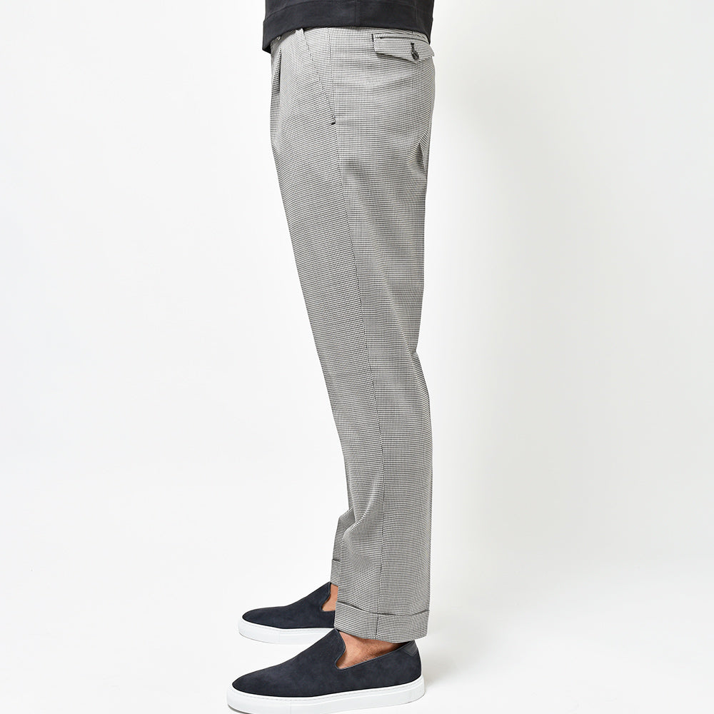 PT TORINO ピーティー トリノ Edge ヴァージンウール ストレッチ ハウンドトゥース 1プリーツ パンツ REBEL FIT