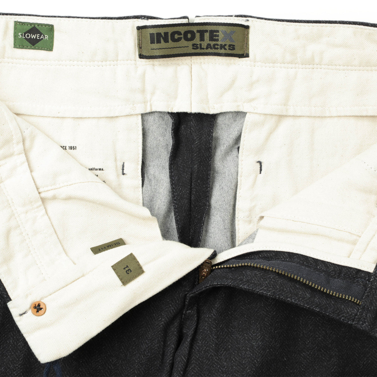 インコテックス / SLIM FIT / ヘリンボーン スラックス コットン パンツ / 17S100 / 825(ネイビー)