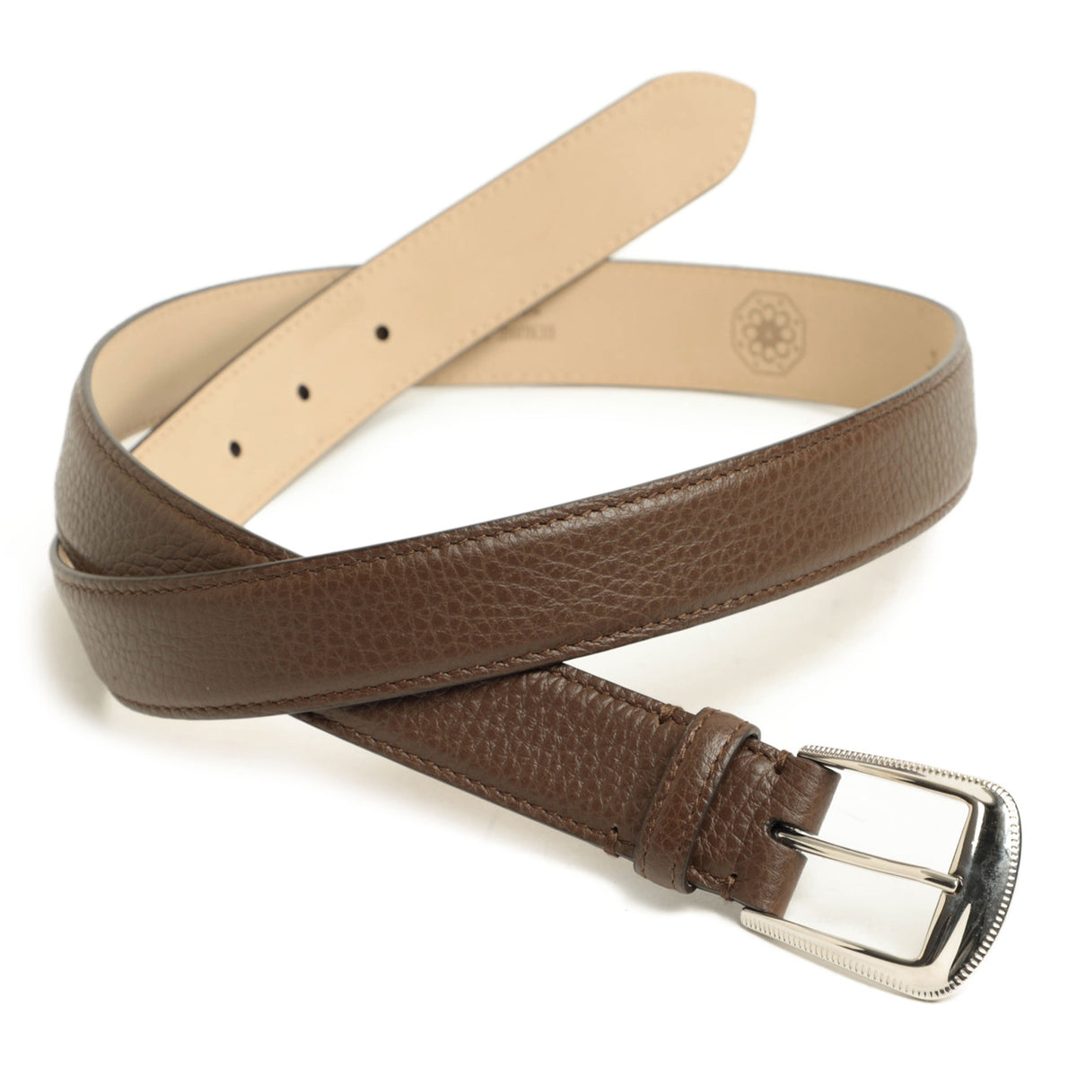 メゾンオクトパシー / カーフレザーベルト シルバーバックル 28mm幅 / MO105A / TOBACCO(ブラウン)