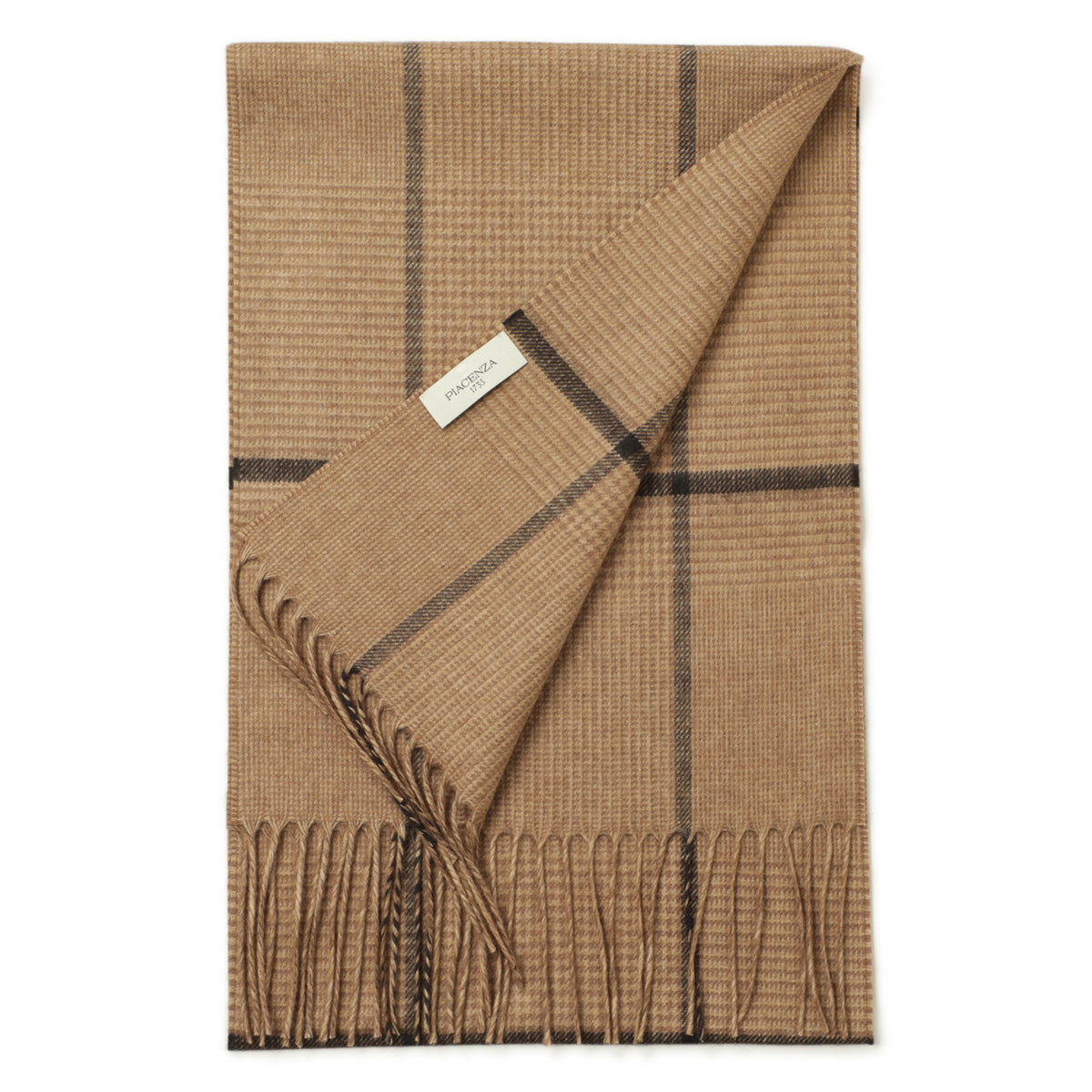 ピアチェンツァ / マフラー グレンチェック ウインドーペーン シルク カシミヤ / 170×30 / 83740-45 / 9(キャメル/ブラック)