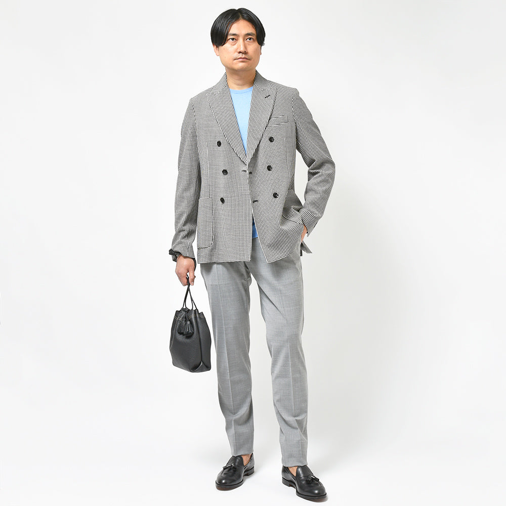 CIRCOLO 1901 チルコロ1901 ヴァージンウール ストレッチ ジャージー ハウンドトゥース シングル2Bジャケット