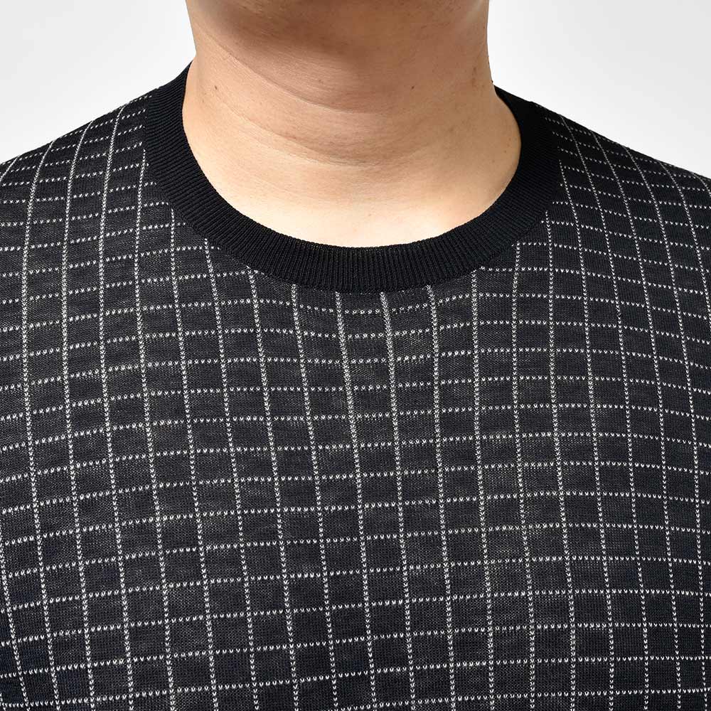 STILE LATINO スティレ ラティーノ コットン シルク チェック クルーネック ニット