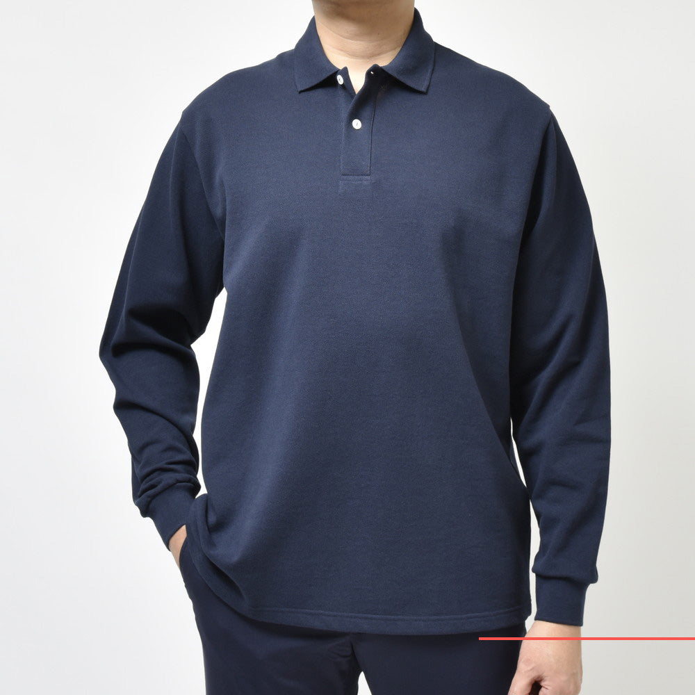 ELACIO(エラシオ) LOINGロワン コットン鹿の子ソリッドL/Sポロ