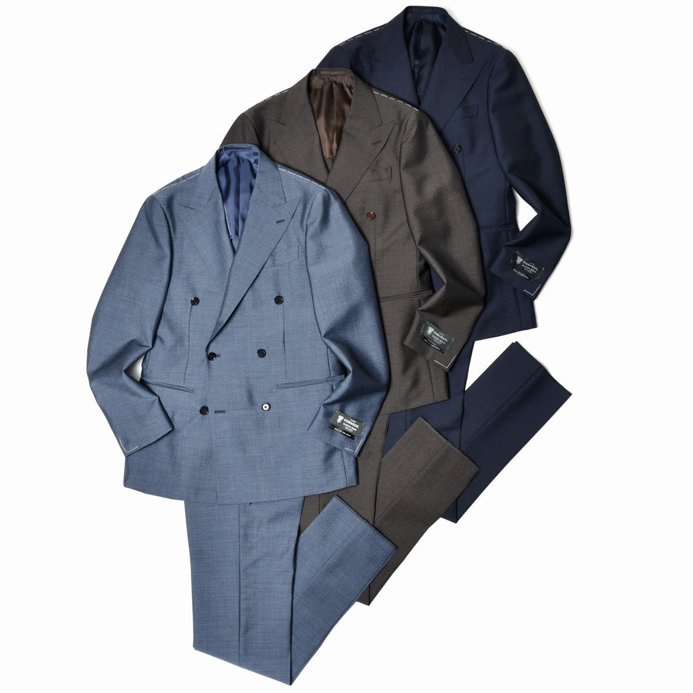 guji(グジ) SUPER BRIOスーパーブリオ キッドモヘアウール6B1プリーツダブルスーツ (MADE BY RING JACKET / DORMEUILファブリック使用)【春/夏】