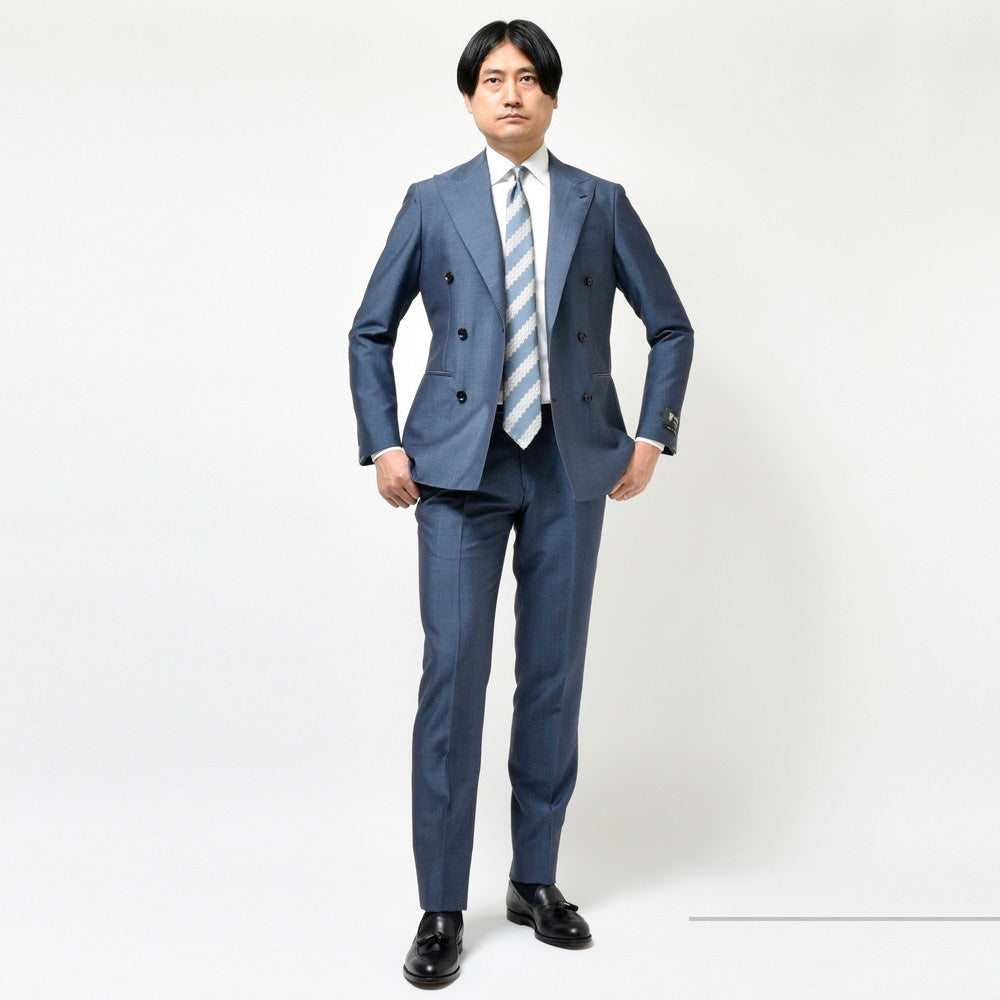 guji(グジ) SUPER BRIOスーパーブリオ キッドモヘアウール6B1プリーツダブルスーツ (MADE BY RING JACKET / DORMEUILファブリック使用)【春/夏】