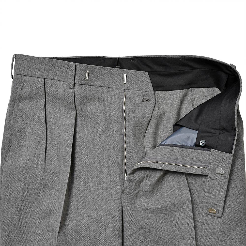 Fumiya Hirano THE TROUSERS フミヤヒラノトラウザーズ WILLIAM HALSTED ウール トロピカル サイアジャ 2インプリーツドレスパンツ BURLINGTON