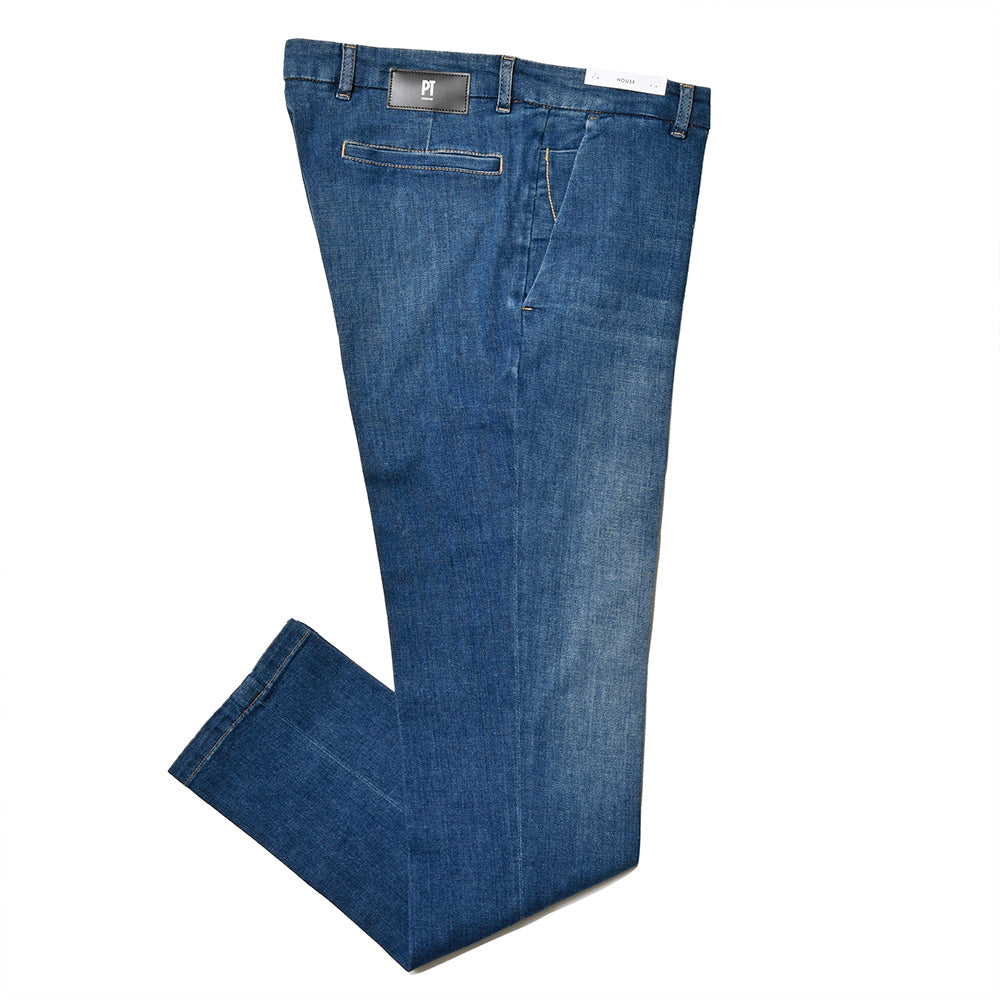 PT TORINO DENIM ピーティートリノデニム ring別注 コットン ポリエステル ストレッチ ウォッシュド デニムスラックス HOUSE/SUPERSLIM FIT