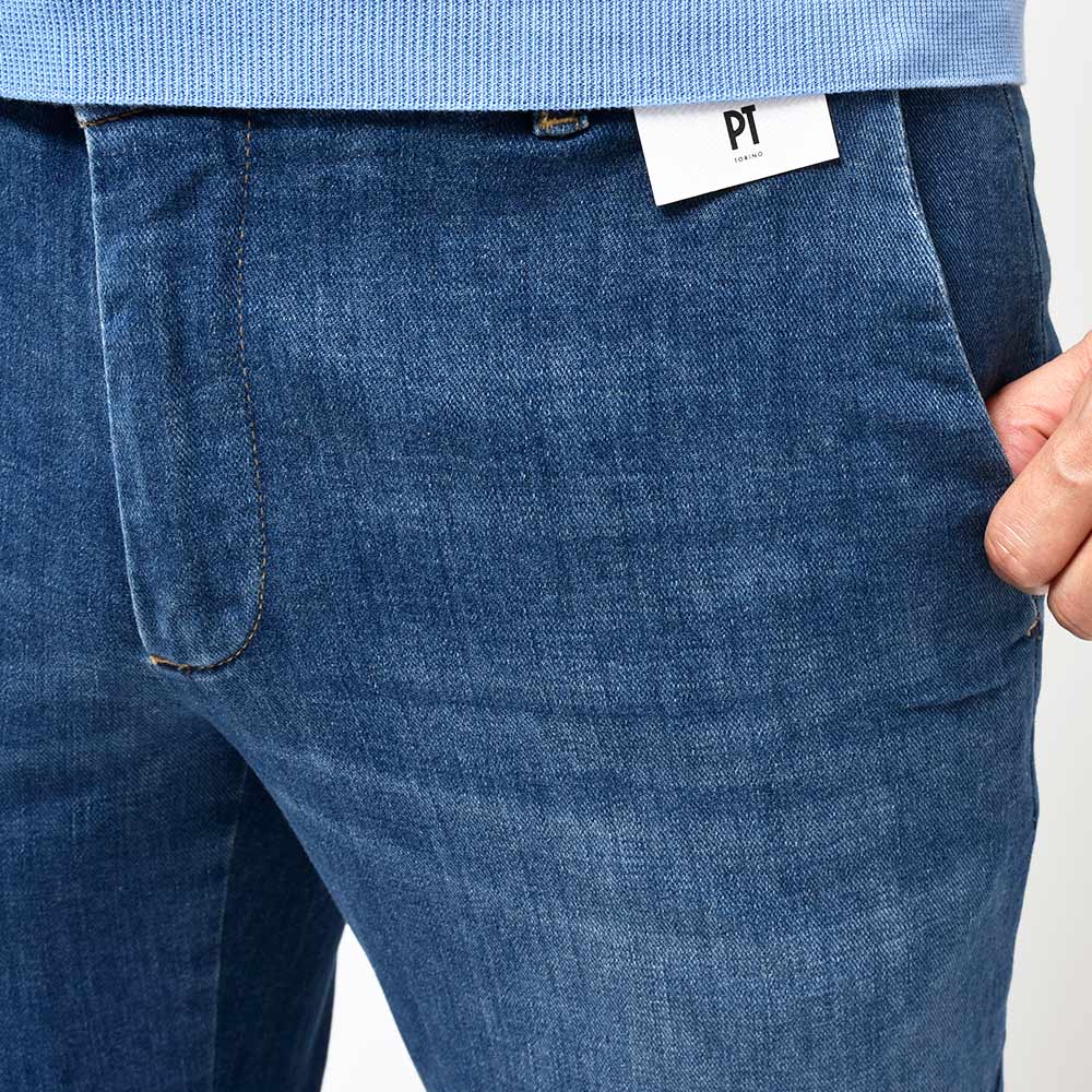 PT TORINO DENIM ピーティートリノデニム ring別注 コットン ポリエステル ストレッチ ウォッシュド デニムスラックス HOUSE/SUPERSLIM FIT