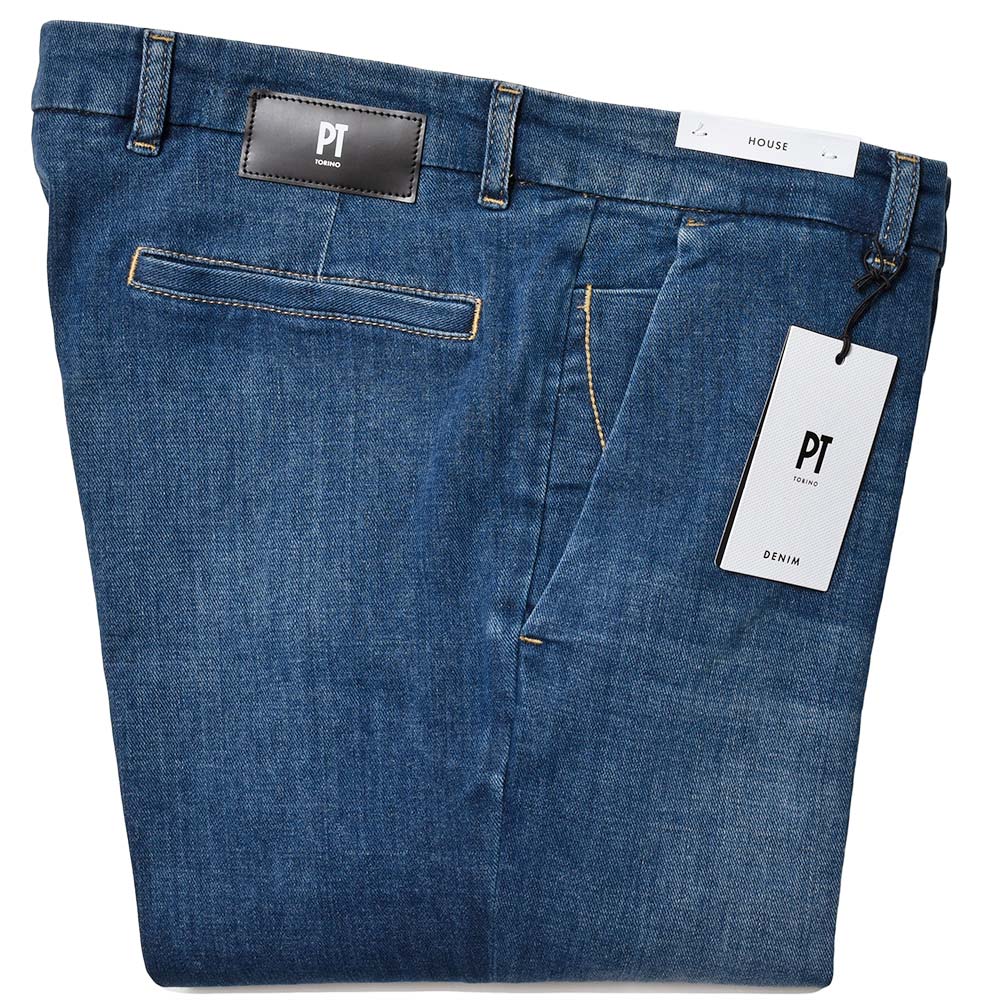 PT TORINO DENIM ピーティートリノデニム ring別注 コットン ポリエステル ストレッチ ウォッシュド デニムスラックス HOUSE/SUPERSLIM FIT