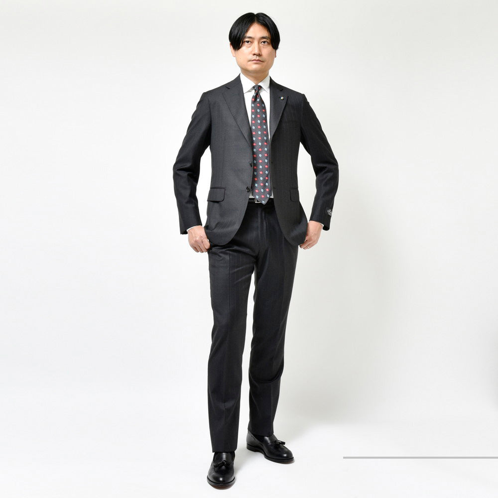 Belvest(ベルベスト) SUPER150'sウールピンストライプ3B1プリーツスーツ A70305S-11981