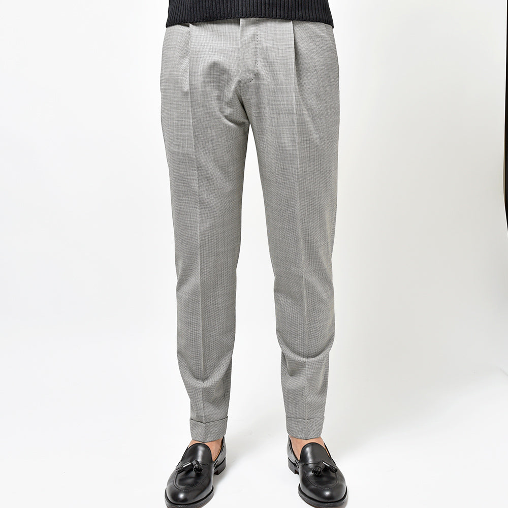 PT TORINO ピーティー トリノ Edge ヴァージンウール ストレッチ ハウンドトゥース 1プリーツ パンツ REBEL FIT/TO58