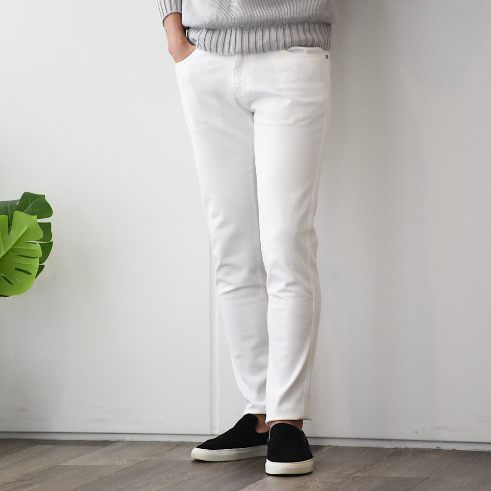 ピーティートリノデニム / BR別注 ゴールドパーツ&ホワイトパッチ ストレッチ ホワイトデニム パンツ(ROCK)/SKINNY FIT/OA14 CH59