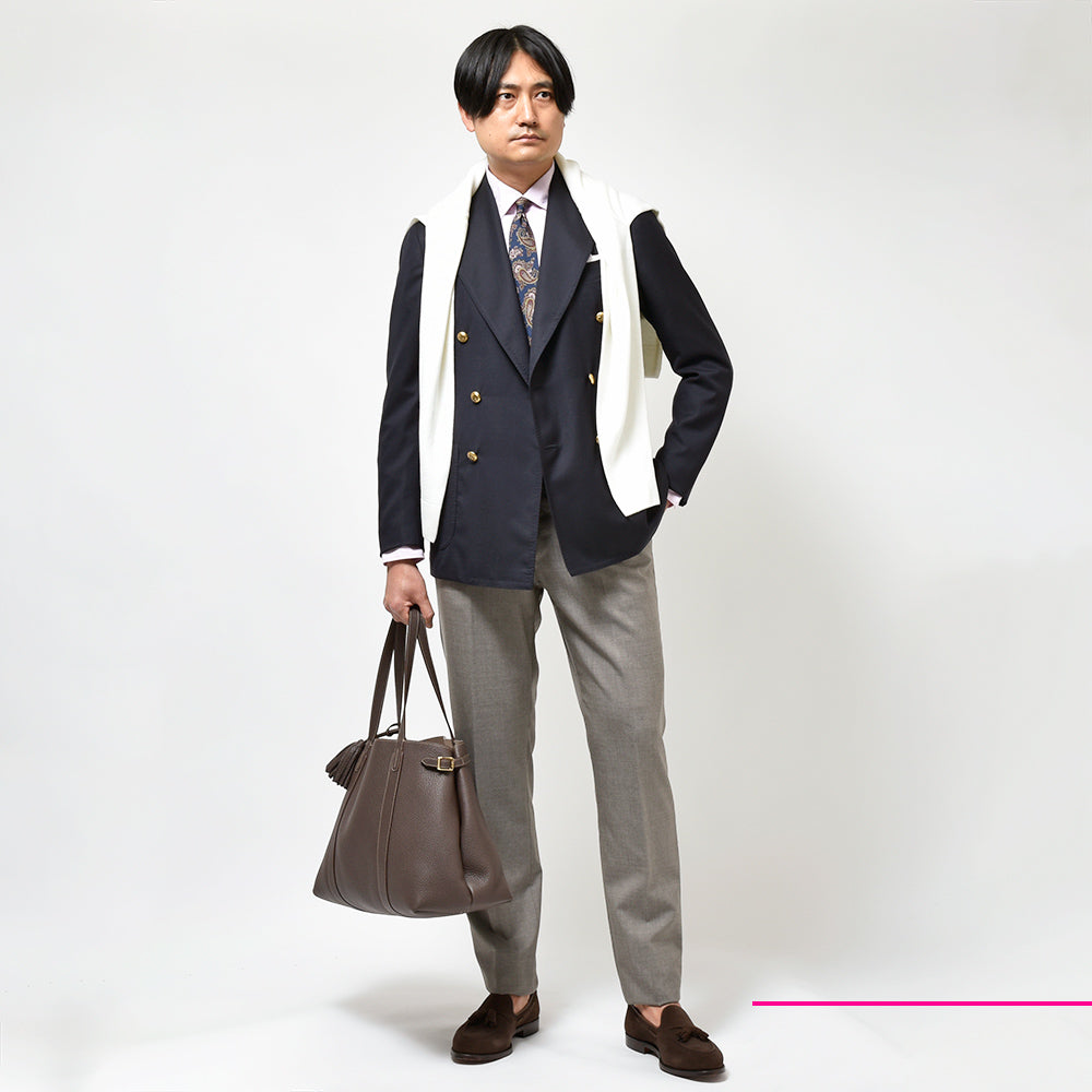 STILE LATINO スティレ ラティーノ VINCENZO ヴァージンウール ホップサック ゴールドメタルボタン ダブル6Bジャケット