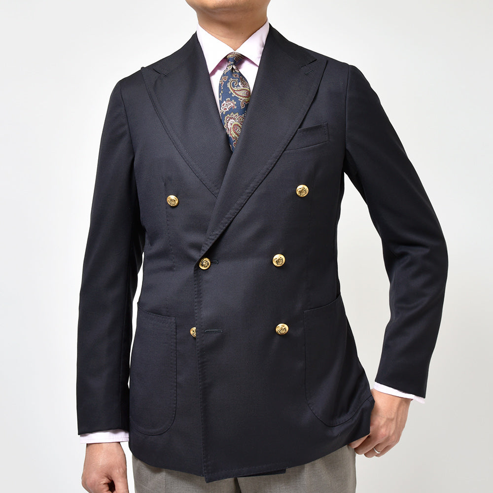 STILE LATINO スティレ ラティーノ VINCENZO ヴァージンウール ホップサック ゴールドメタルボタン ダブル6Bジャケット