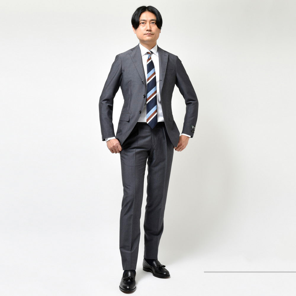 guji(グジ) SUPER BRIOスーパーブリオ キッドモヘアウール3B1プリーツスーツ (MADE BY RING JACKET / DORMEUILファブリック使用)【春/夏】