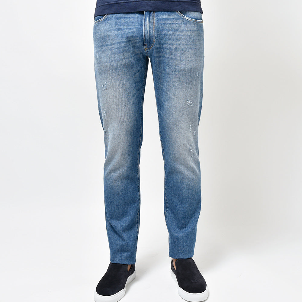 PT TORINO DENIM ピーティートリノデニム コットン ストレッチ ウォッシュド ダメージ&リペア デニムパンツ SWING/SUPERSLIM FIT