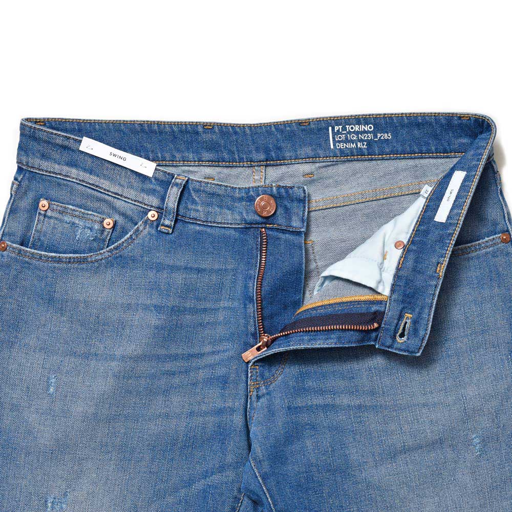 PT TORINO DENIM ピーティートリノデニム コットン ストレッチ ウォッシュド ダメージ&リペア デニムパンツ SWING/SUPERSLIM FIT